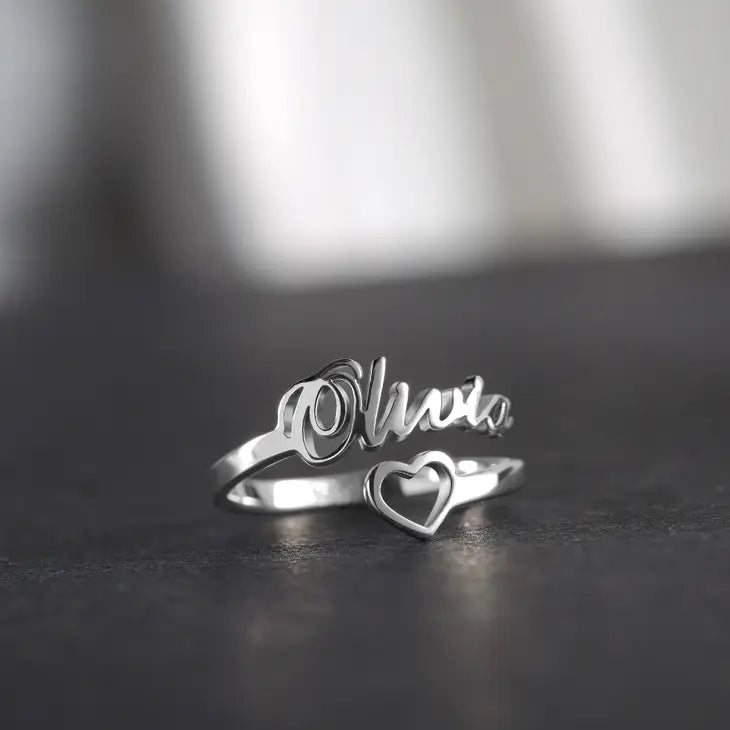 Custom Name Ring With Heart
