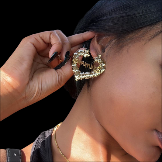 Custom Heart Name Earrings