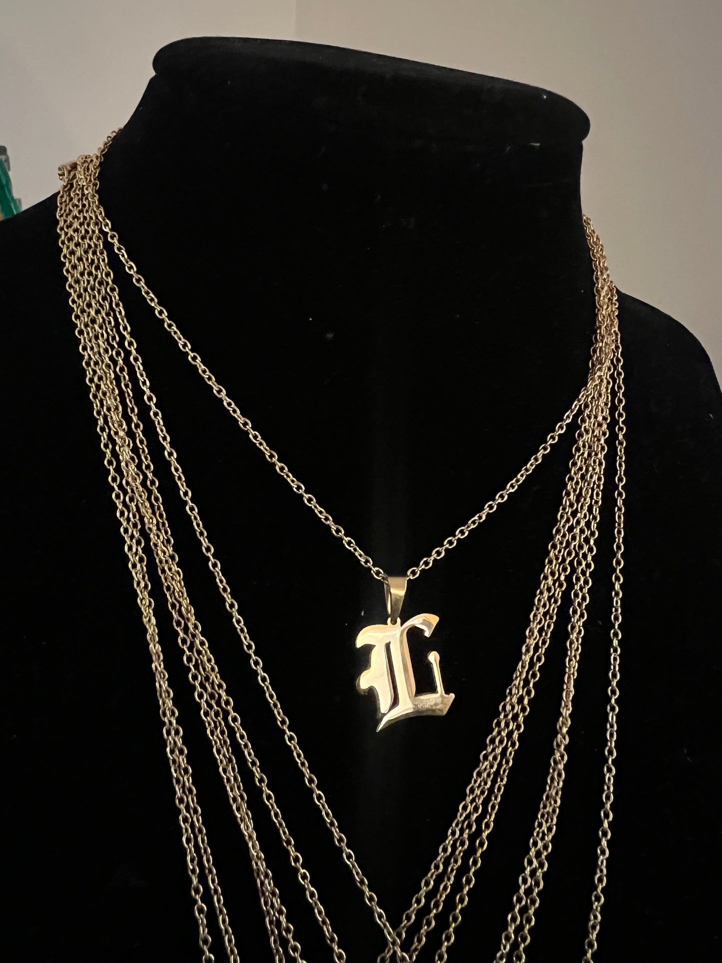 Old English Font Initial Necklace
