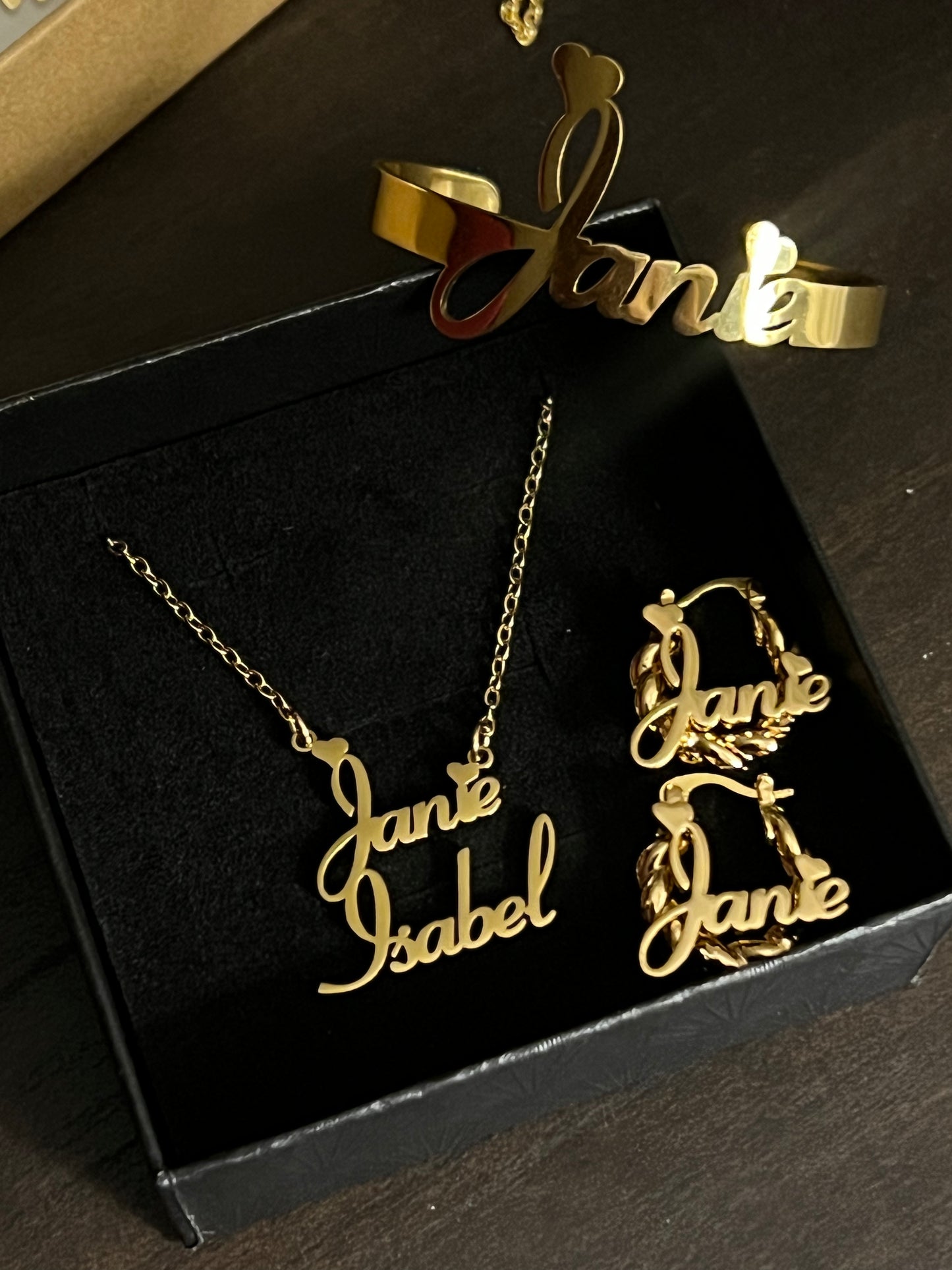 Custom Name Necklace, Open Bracelet & Mini Earrings Set (kids)