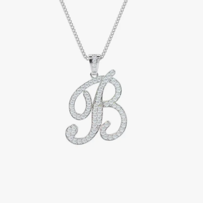 Script Crystal Initial Necklace (Pre-Order)