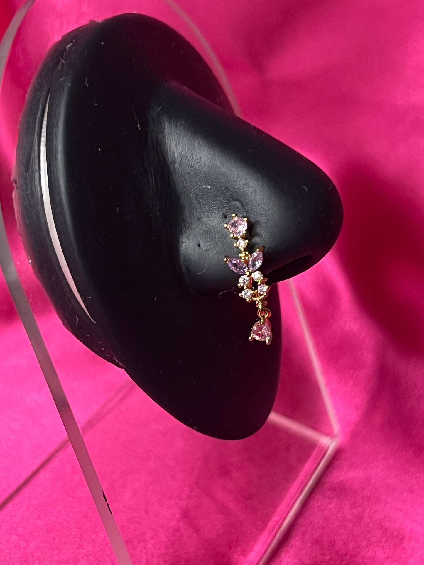 Pink Gold Butterfly Nose Pin Ring