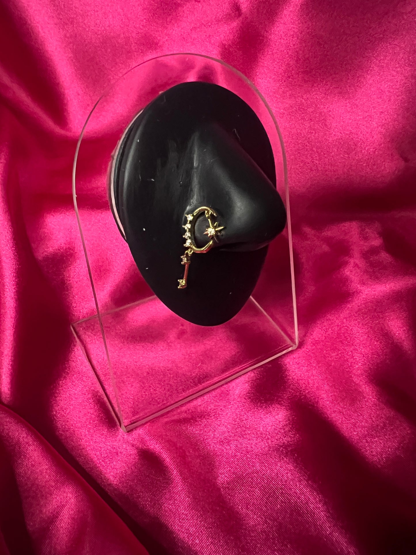 Gold Crescent Moon Nose Pin Ring