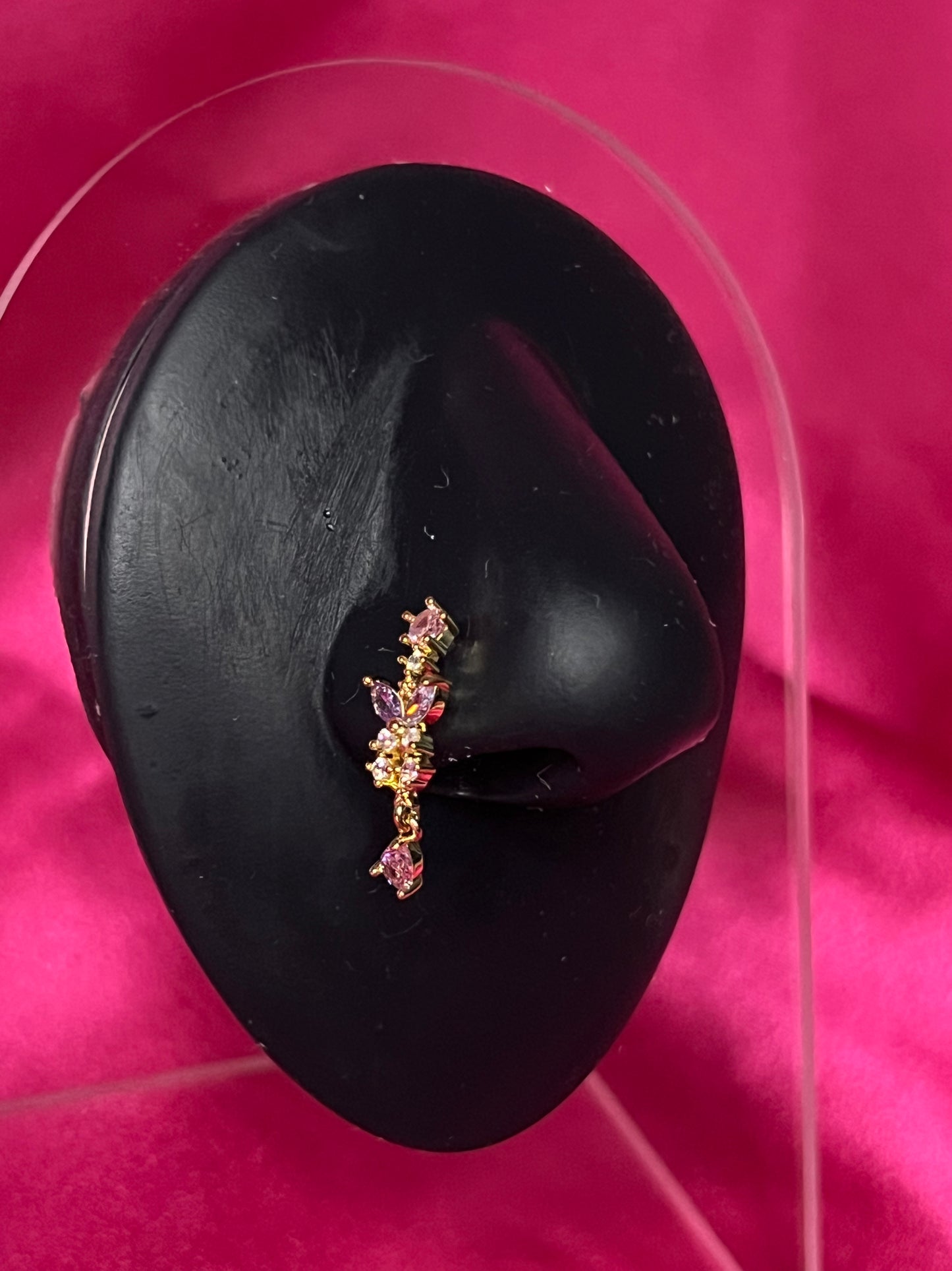 Pink Gold Butterfly Nose Pin Ring