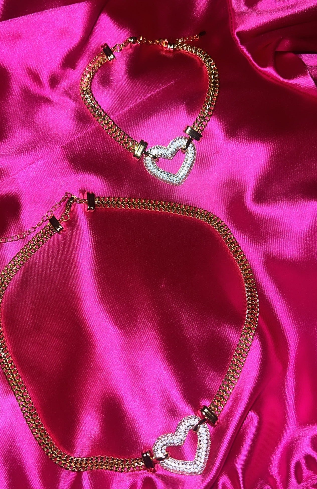 Cubic Zirconia Heart Bismarck Chain Set
