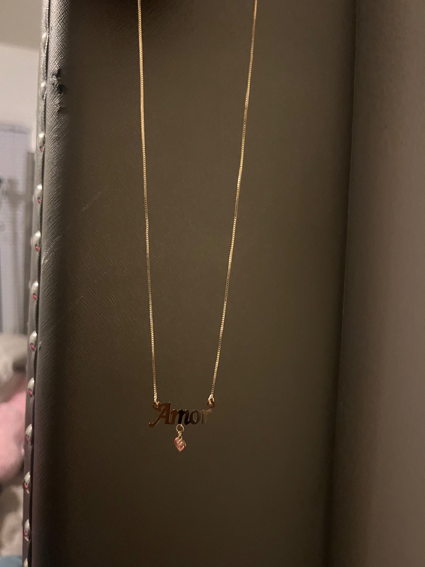 Amor Golden Heart Charm Chain Necklace