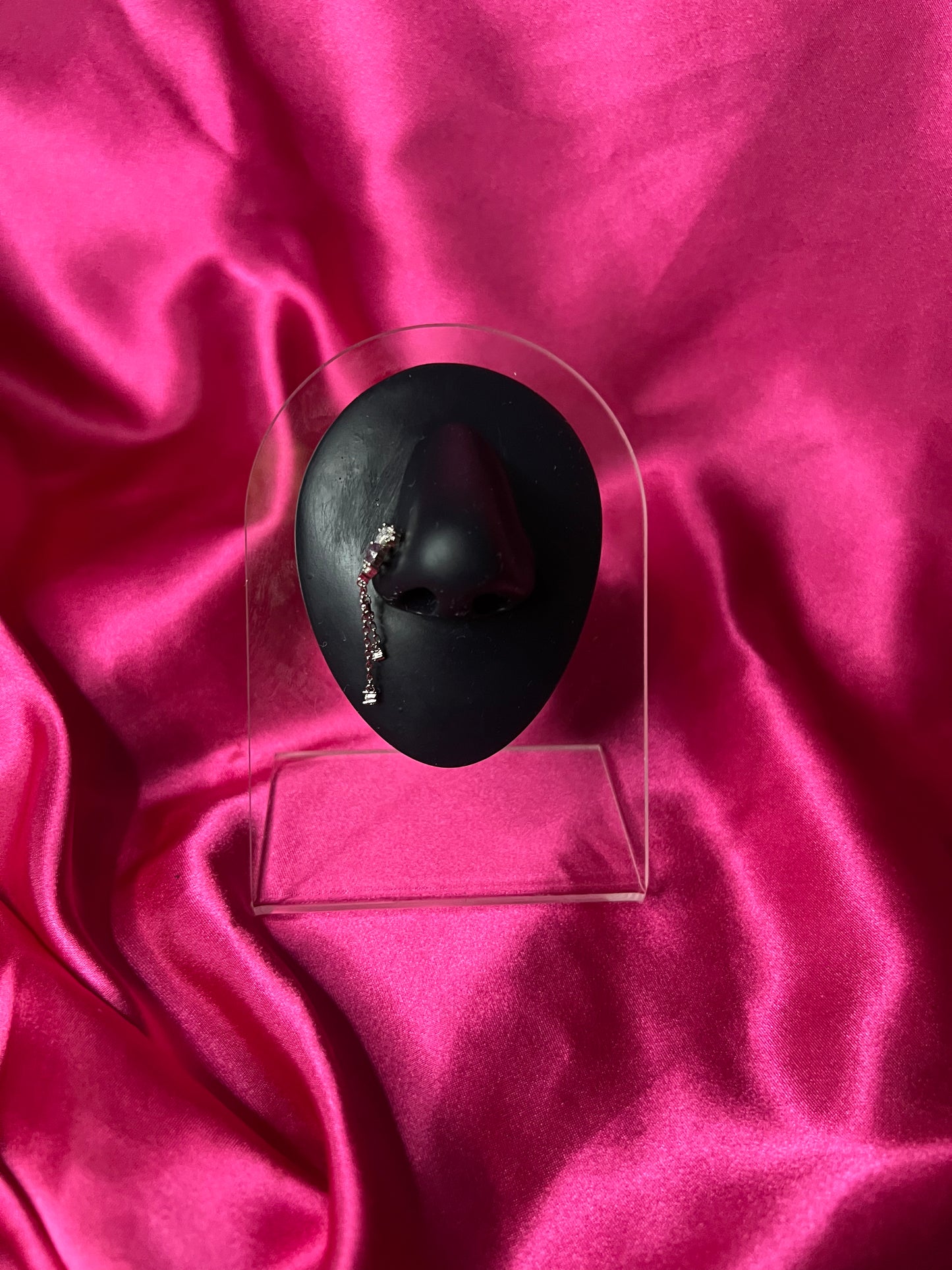 Silver Crescent Moon Nose Pin Ring