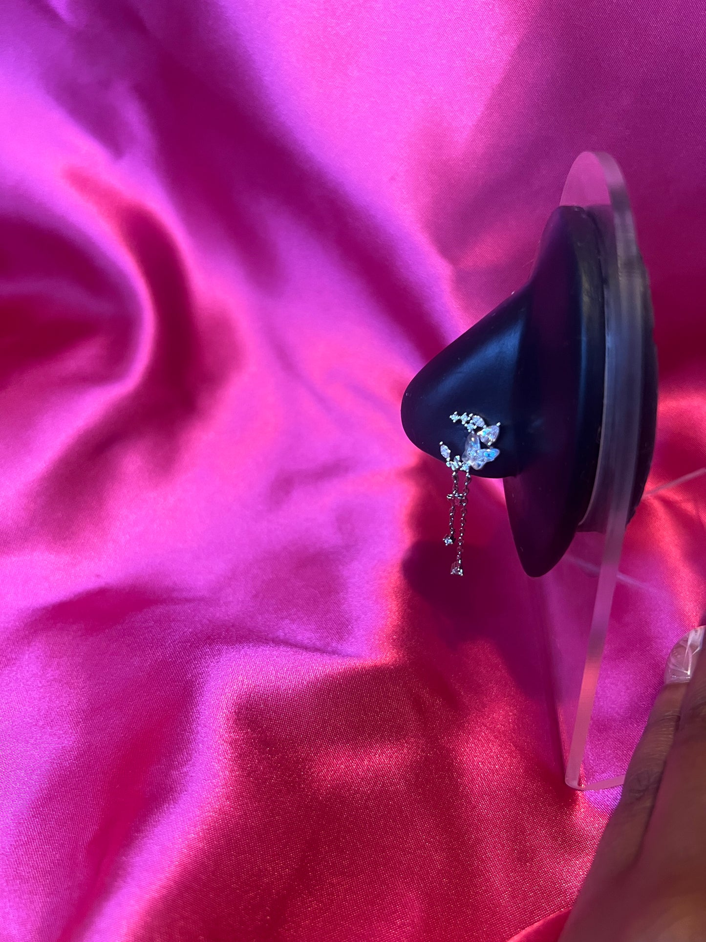 Glacier Crescent Moon Nose Pin Ring