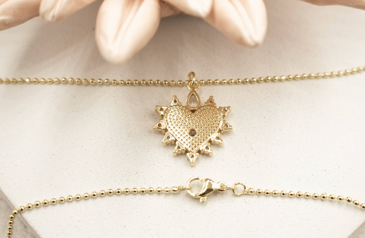 Evil Eye Zirconia Heart Charm Necklace