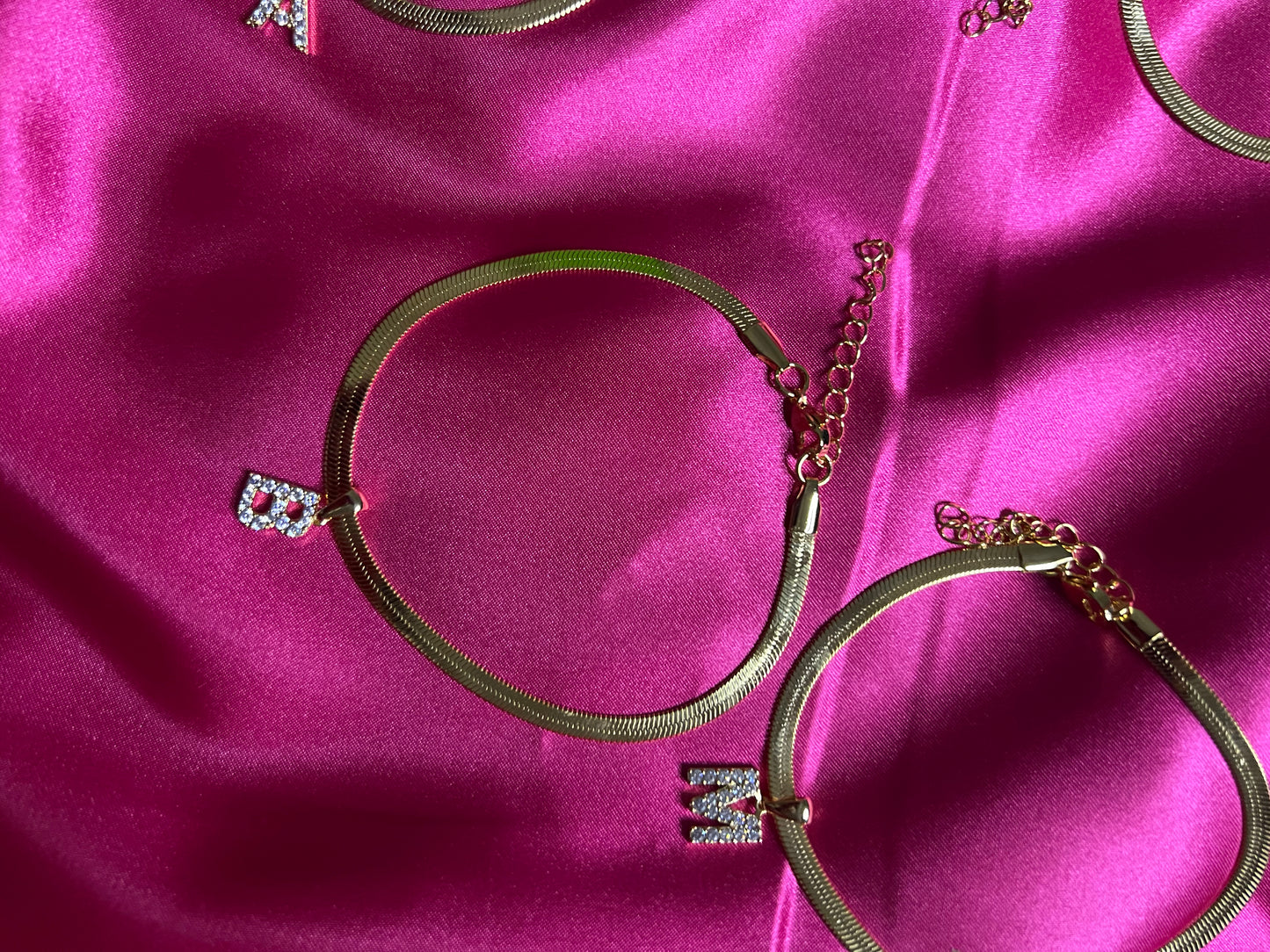 Diamond Initial Anklet with Gold Snake Chain