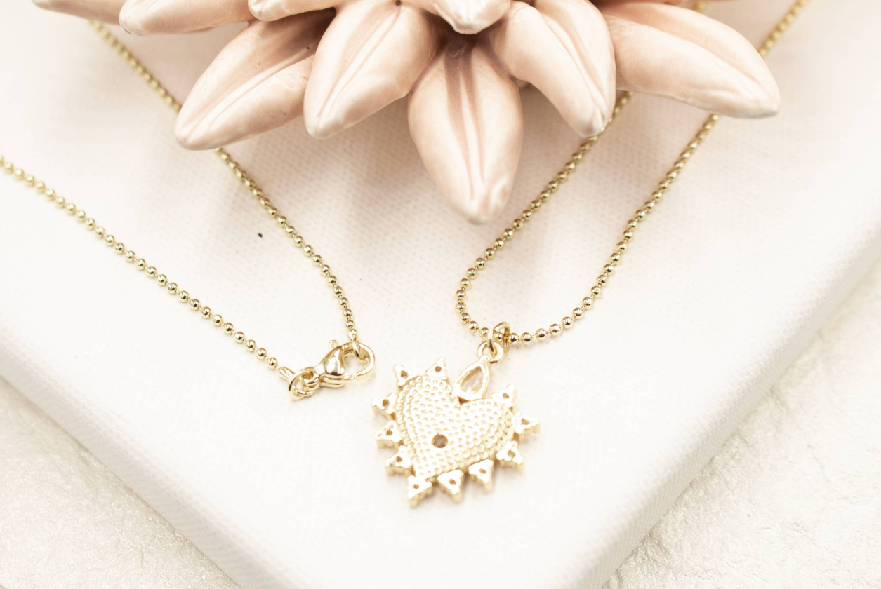 Evil Eye Zirconia Heart Charm Necklace