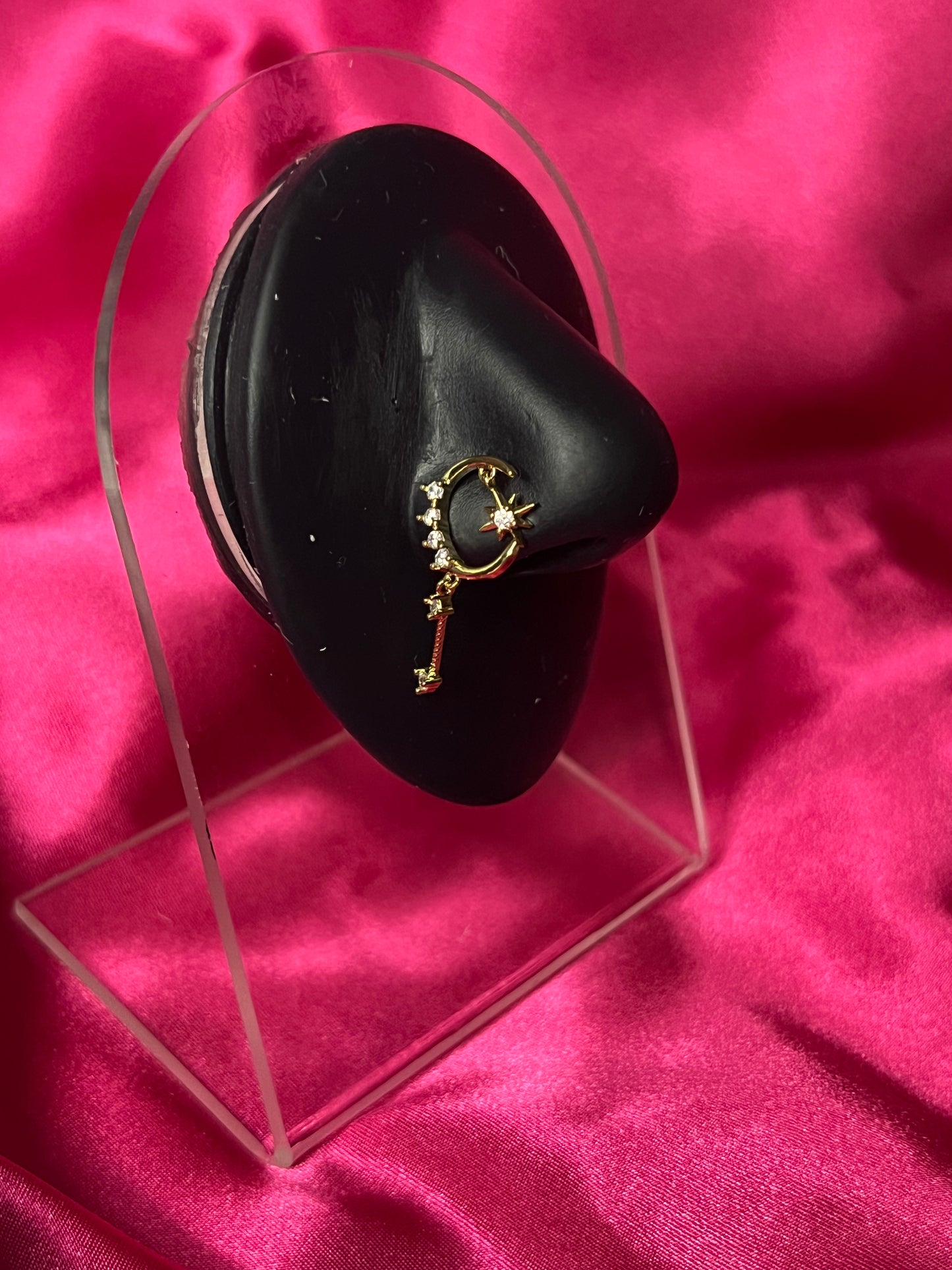 Gold Crescent Moon Nose Pin Ring