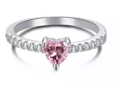 Pink Princess Heart Diamond Cut Ring