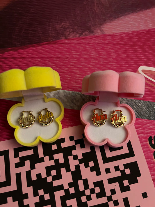 Mini Custom Name Earrings Set (Two Pairs)