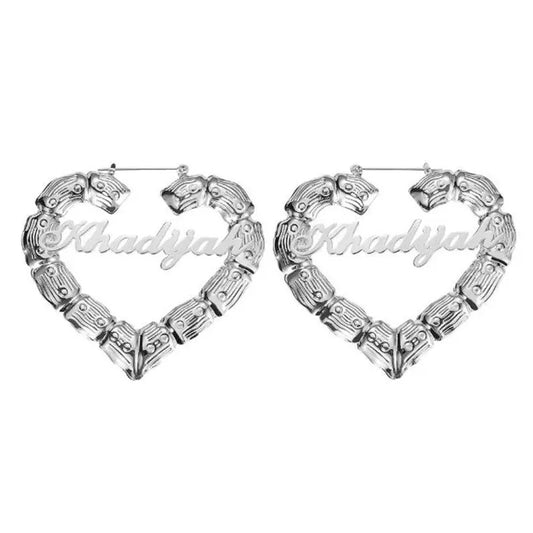 Custom Heart Bamboo Earrings