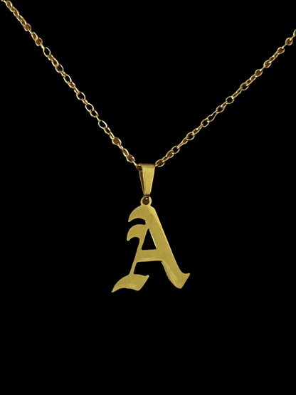 Old English Font Initial Necklace