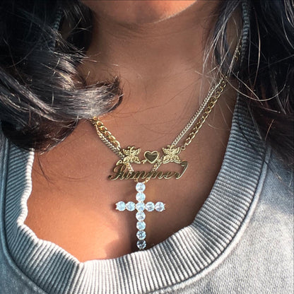 Custom Name Necklace with Butterflies & Heart