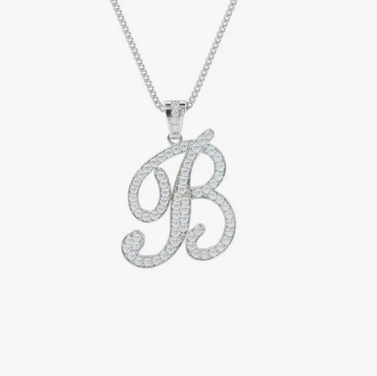 Script Crystal Initial Necklace (Pre-Order)