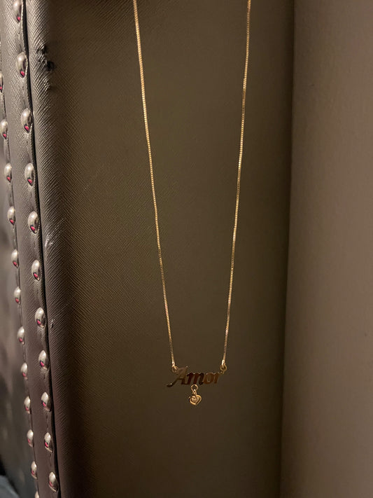 Amor Golden Heart Charm Chain Necklace