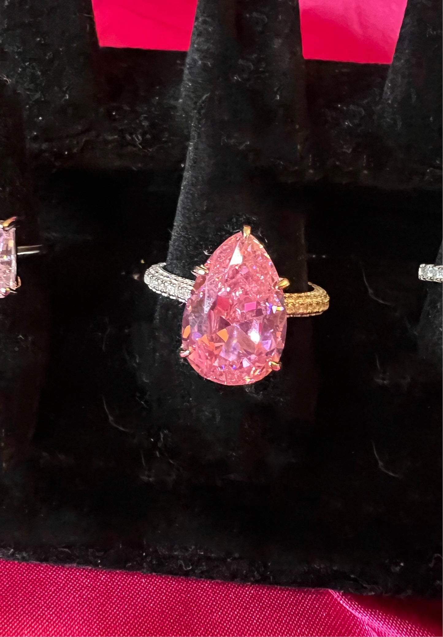 Pink Pear Cut Diamond Ring