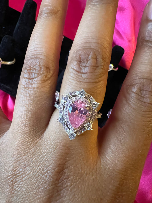 Upside Down Pear Cut Diamond Ring