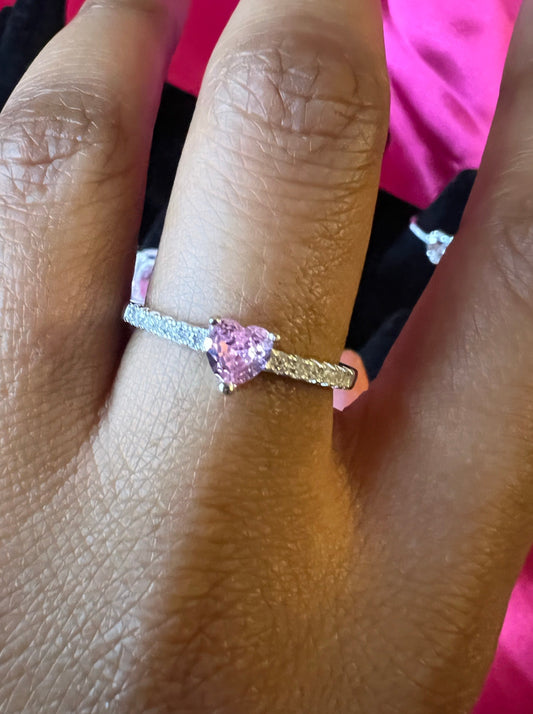 Pink Princess Heart Diamond Cut Ring