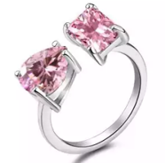 Pear And Rectangle Cut Pink Diamond Ring